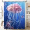 Blue Sea Jellyfish Printed Shower Curtain for Bathroom Decor Waterproof Home Accessories Pink White Blue Colorful Flowers Artwor