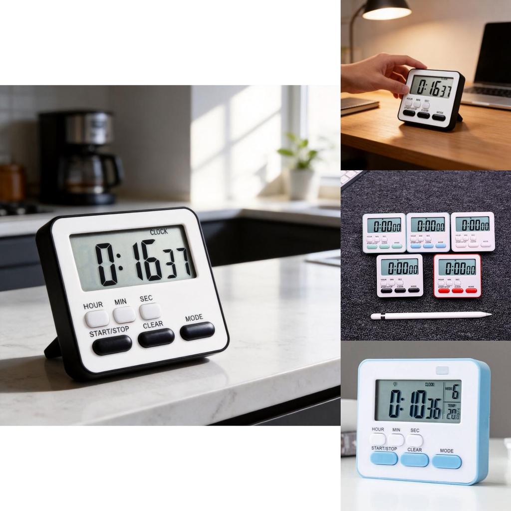 Multifunction Silent Timer With Magnetic Mount For Students And Kitchen Use