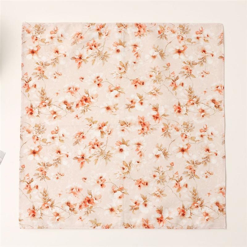 1Pc 34x34cm Thin Cotton Retro Flower Printed Women Pocket Handkerchief Scarf Absorbent Wipe Sweat Towel
