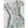 Vintage Lace Ballet Mini Skirt & Mint Top Set