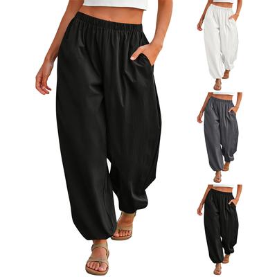 Damen Casual Loose Hosen Gerade Weitbeinige Hosen Freizeithosen