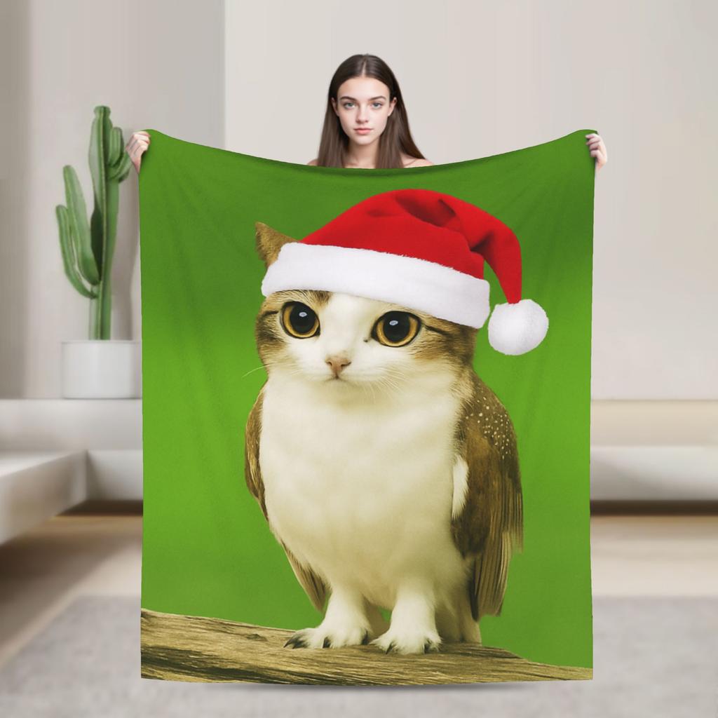 Internet Famous Meowl Cat Owl Meme Flannel Blankets Winter Soft Throw Blanket Children Outdoor Comfortable Bedspread Sofa Cover