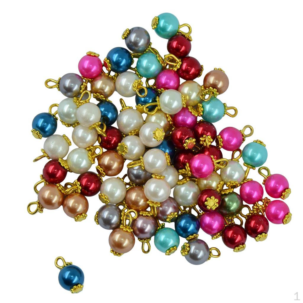 50 Pcs Colorful Glass Bead Pendants Jewelry Charms Beads for