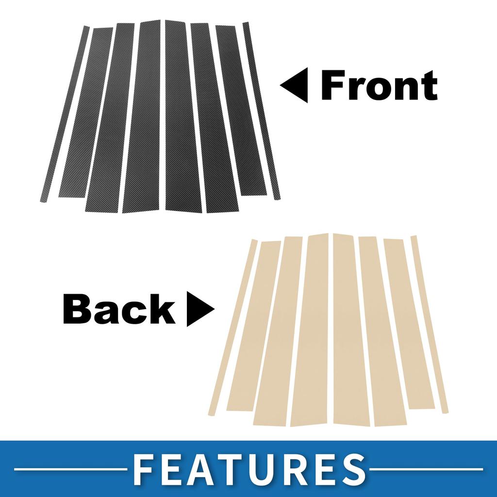 ABSOPRO Door Pillar Window Trim Stickers Pillar Post Door Outer Exterior Cover Carbon Fiber Pattern Black for VW Touran Anti-Scratch 2004-2015