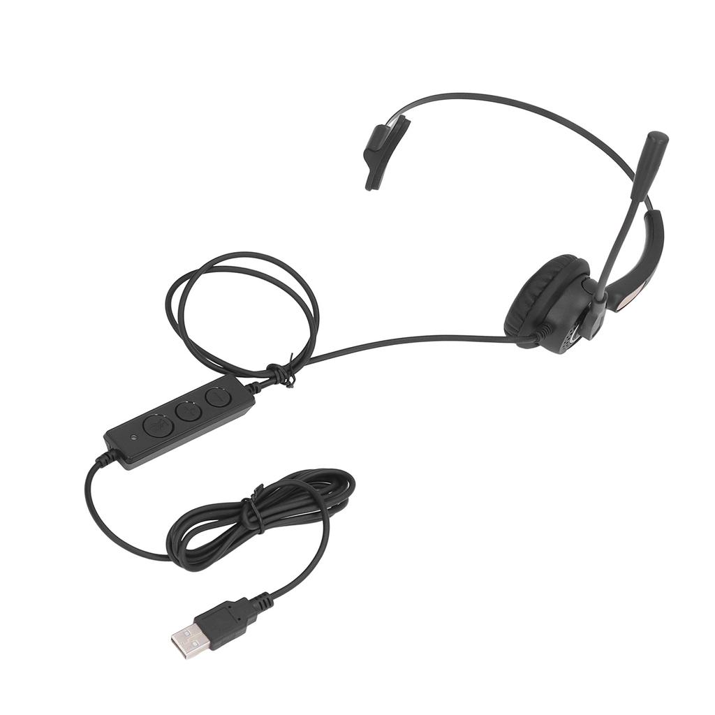 Call Center Headset USB Adjustable Wired Service Headphone with Noise Cancelling Microphone for Offi