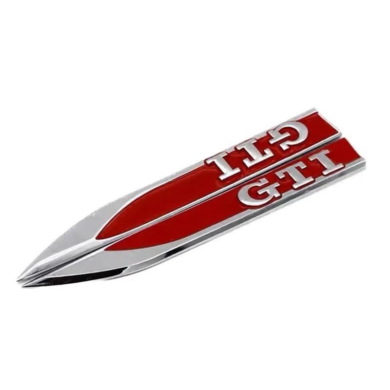 (Set of 2) Black and Red ABS Sticker Blade Side Mark Emblem GTI Wording for Volkswagen VW Golf 5 6 7