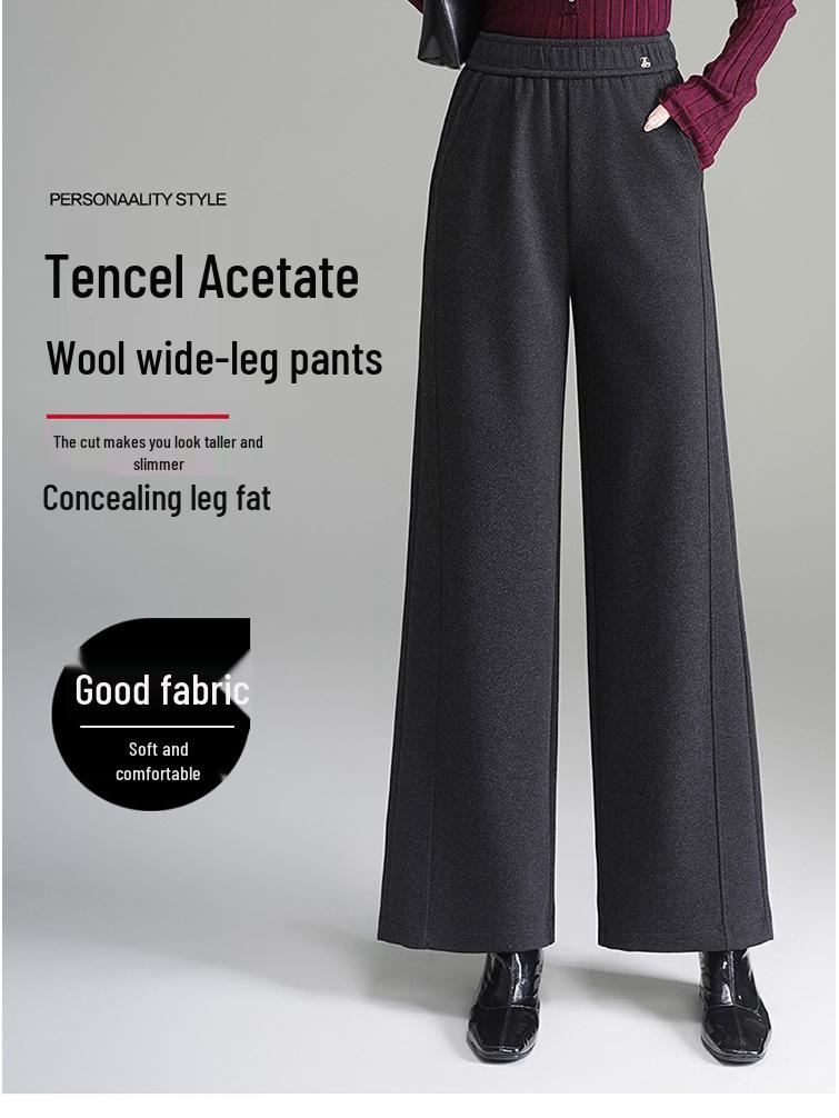 Winter 2025 Mom's Thickened Wide-Leg Pants for Middle-Aged & Elderly Women - Stylish, Warm, Casual Long Pants