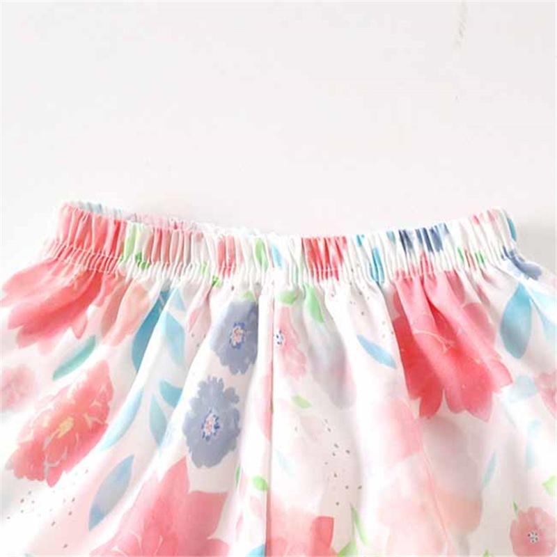 Baby Girls Summer Outfit 2-Piece Set Sleeveless Tie Strap Cami Top + Shorts Cool Comfortable Printed Toddler Clothes