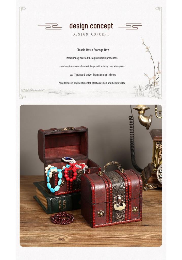 Classic Wooden Lockable Storage Box with Handle – Creative Gift Packaging for Jewelry and Accessories