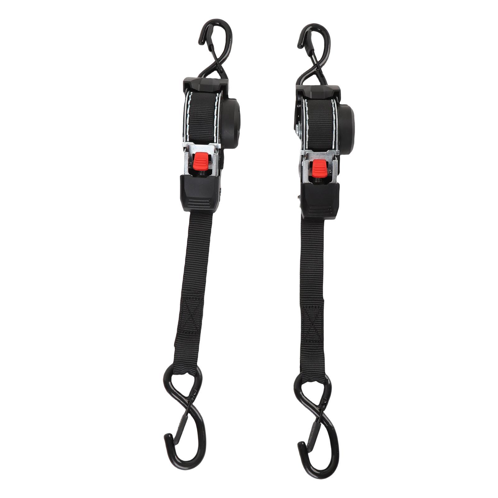 2pcs Ratchet Straps 1inch X 10ft Auto Retractable 1760lbs Breaking Strength Ratchet Tie Down Straps with S Hooks for