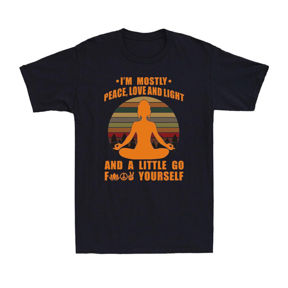 Yoga I m Mostly Peace Love And Light Vintage Retro Men s Short Sleeve T-Shirt S разноцветный
