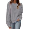 Women's Fashion Round Neck Pullover Sweater Casual Versatile Solid Color Knit Top