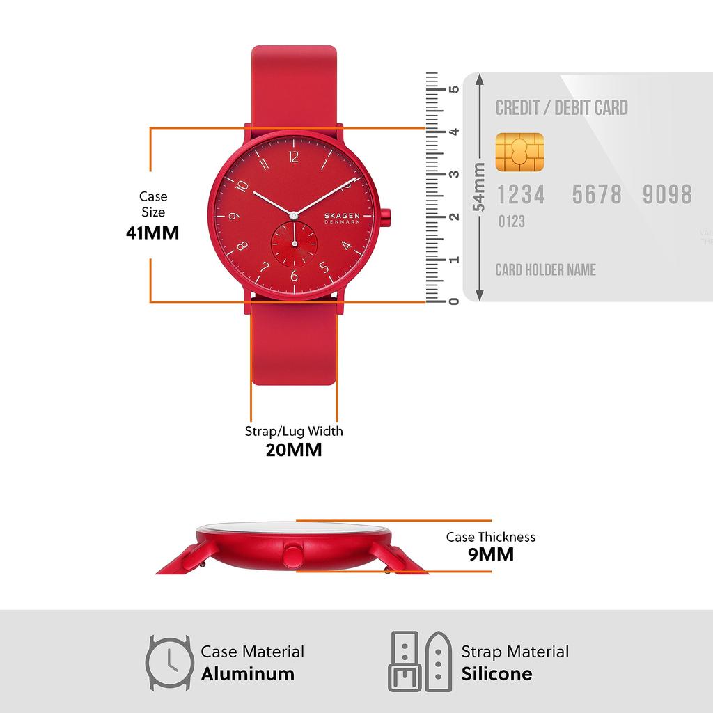 AAREN KULOR 41mm Poppy Red Silicone Watch