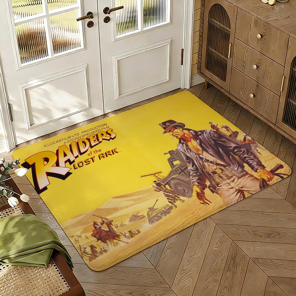 Indiana-Joness Adventure Movie Floor Mat Soft Thickened Absorbent Non-Slip Bedroom Living Room Door Mat Home Decor Flannel Rugs