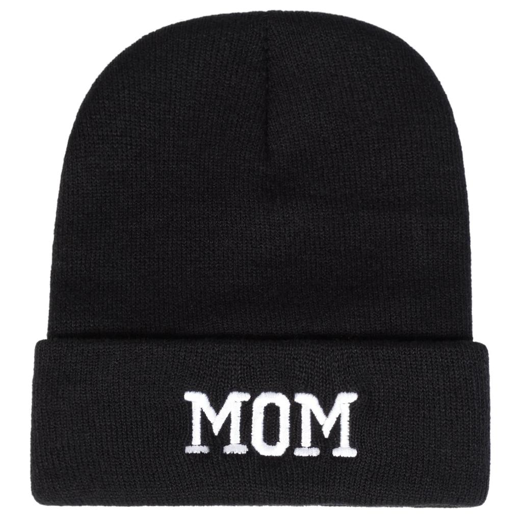 Unisex Dad Mom Letter Embroidery Beanies Autumn Winter Warm Beanie Hat Caps For Women Men