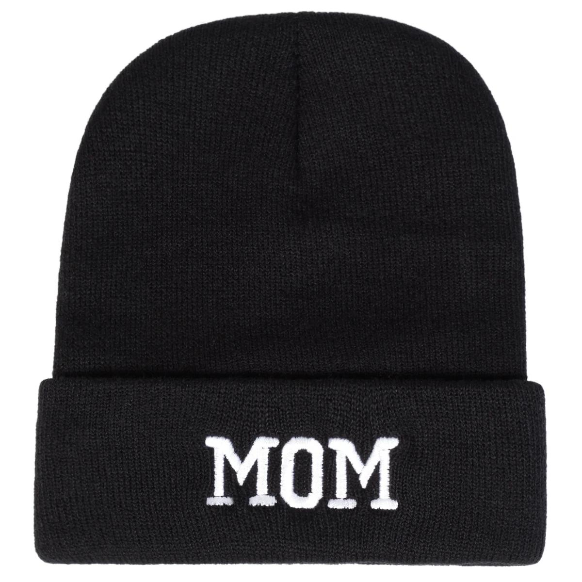 Women Dad Mom Letter Print Embroidery Beanie Hats Autumn Winter Heat Retaining Beanie Hat Caps For Women Men For Men And