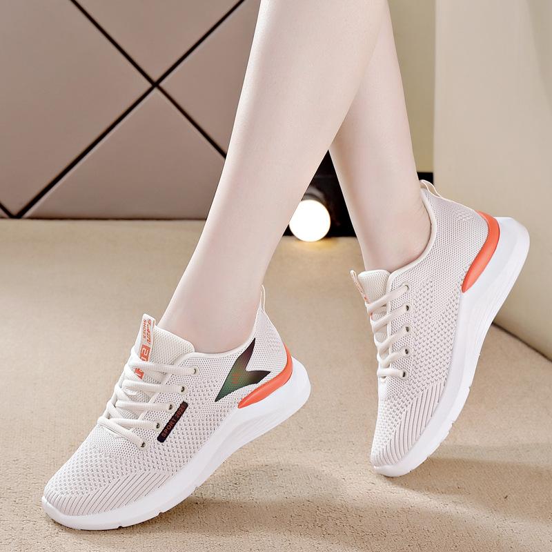 Womens Breathable Mesh Running Shoes Soft Platform Sneakers Lace Up Casual Walking Sports Shoes Lightweight Tenis Feminino