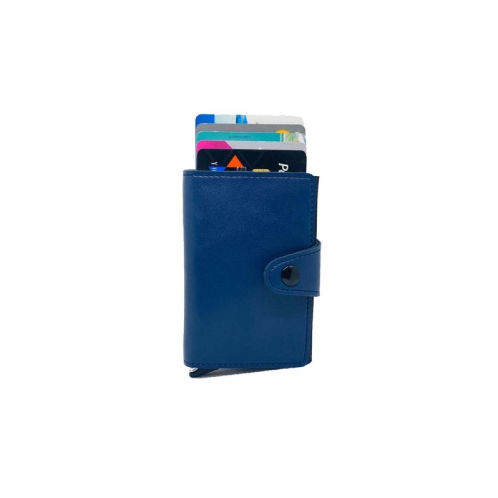 Comely RFID-geschützte Leder-Geldbörse mit automatischem Aluminiummechanismus, Unisex, Kartenhalter