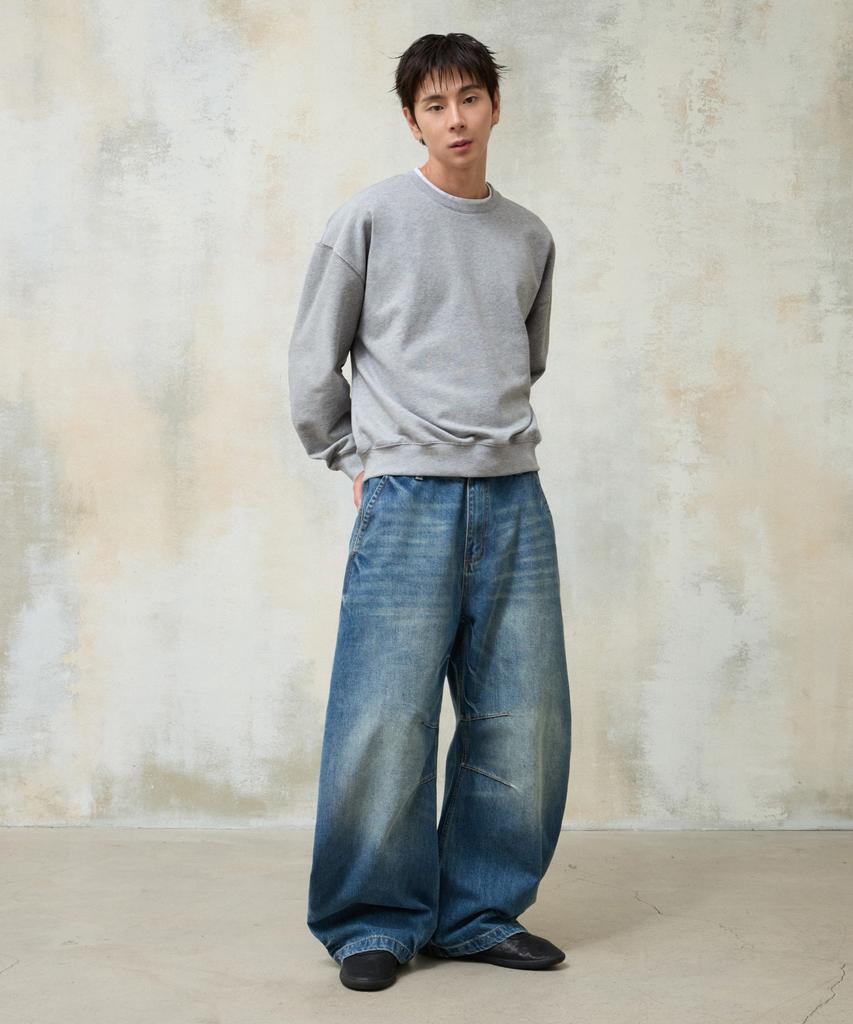 AGOD Layered Crew Neck Sweatshirt [Gray]
