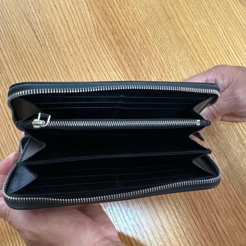 Used PRADA Black Leather Long Wallet