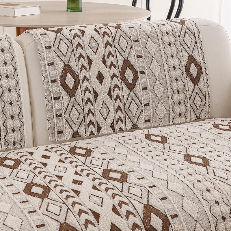 European Half-Pile Velvet Sofa Cushion | Winter Plush Non-Slip Seat Cover Protector