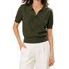 Women Summer Thin Knit Polo Collar Short Sleeve Slim Commute Top