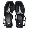 Zara Rhinestone Embellished Toe Post Flat Sandals Black Women 11606410800