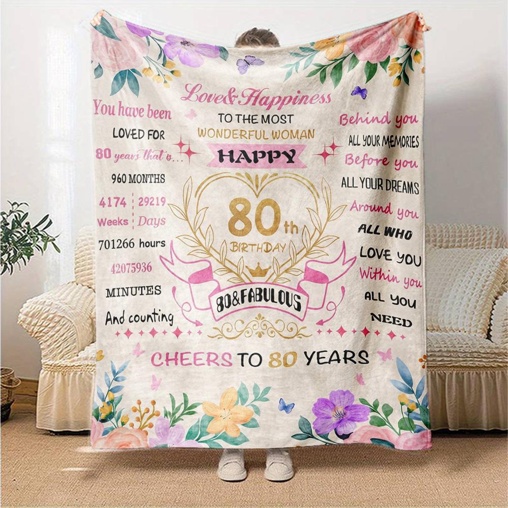 80Th Birthday Celebration Throw Blanket Warmthful Decor Versatile for Sofa Couch Office Bed Picnics Ideal for All Seasons Warmthful Gift Y22