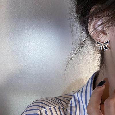 Trendy Inlaid  Bowknot Stud Earrings For Women Personality Unique Design Earrings Wedding Jewelry Birthday Gift
