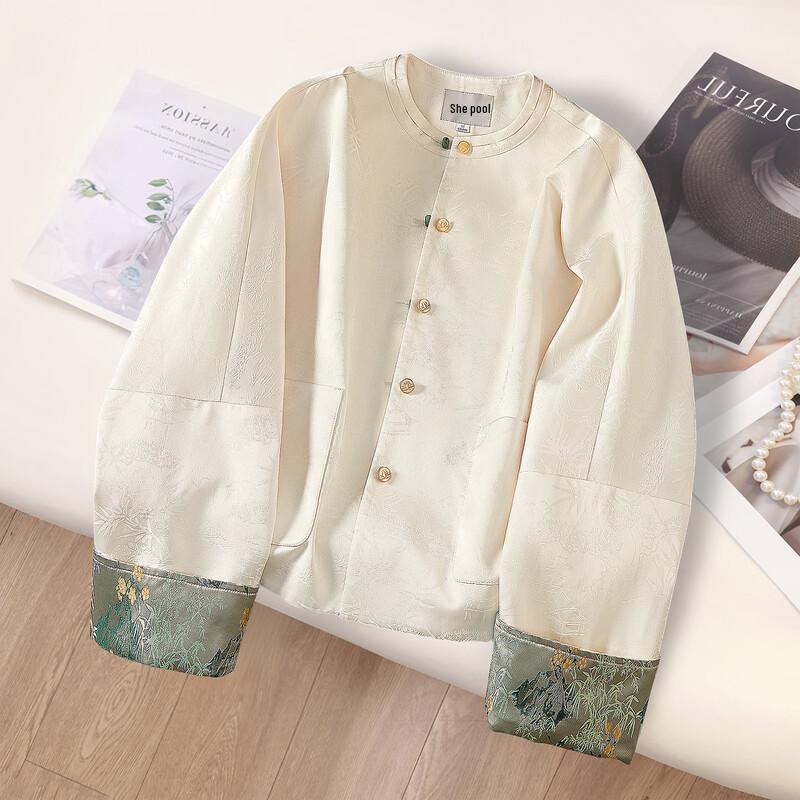 

Женский кардиган Tachi в новом китайском стиле с жаккардовым узором в стиле колор-блок S