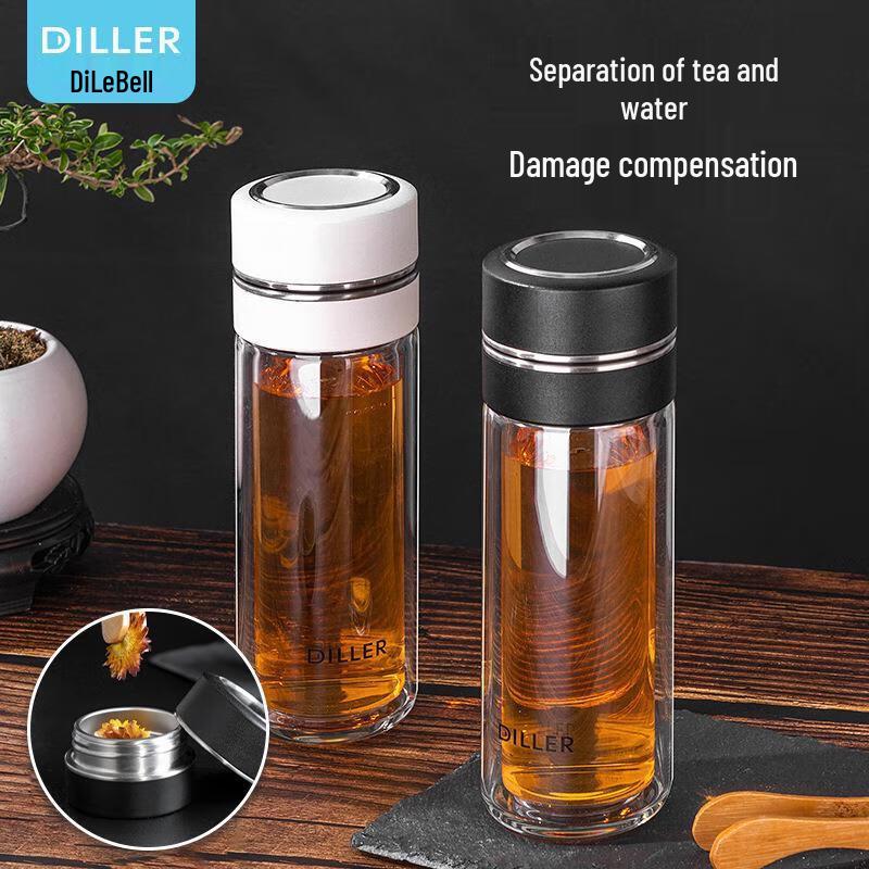 Dilebei Tea Infuser Double-Wall Glass Mug
