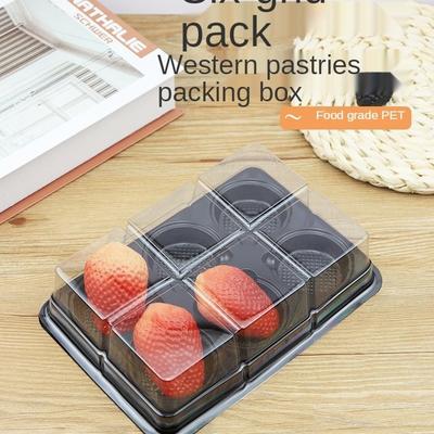 Plateau à gâteaux de lune en plastique transparent, Cupcake muffin, Récipient à mochi, Boîte de transport pour cookies, Boîte d'emballage alimentaire, 6 cavités, 50 pièces