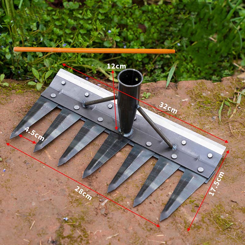 2/3/4/5/7 Teeth Garden Rakes Weeding Tool Hand Agricultural Nail Harrow Metal Harrow Effortless Soil Turning Farming Tools