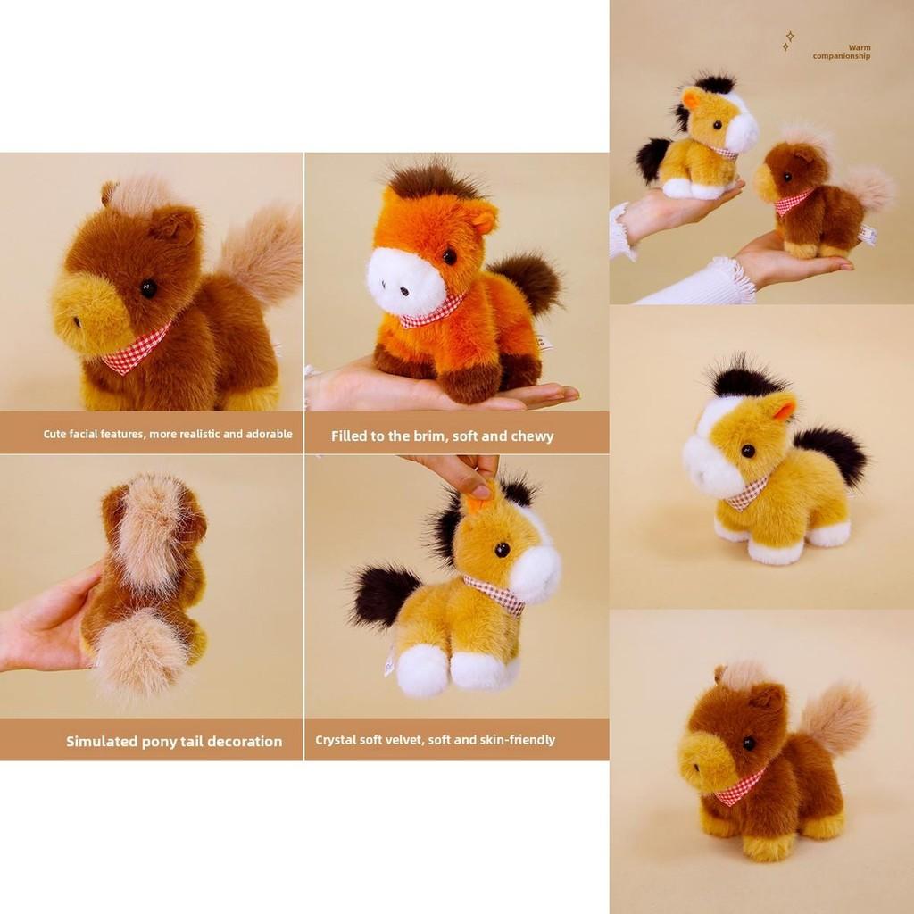 Cute Plaid Scarf Pony Plush Toy Doll Desktop Decoration Ornament For Children And Kids Gift