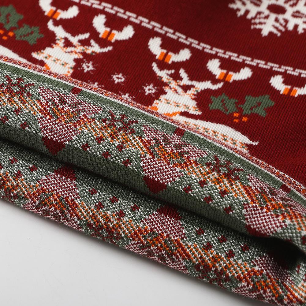 Suéter de Natal Infantil de Rena - Pulôver de Desenho Animado Jacquard de Camada Dupla, Manga Comprida, Em Estoque