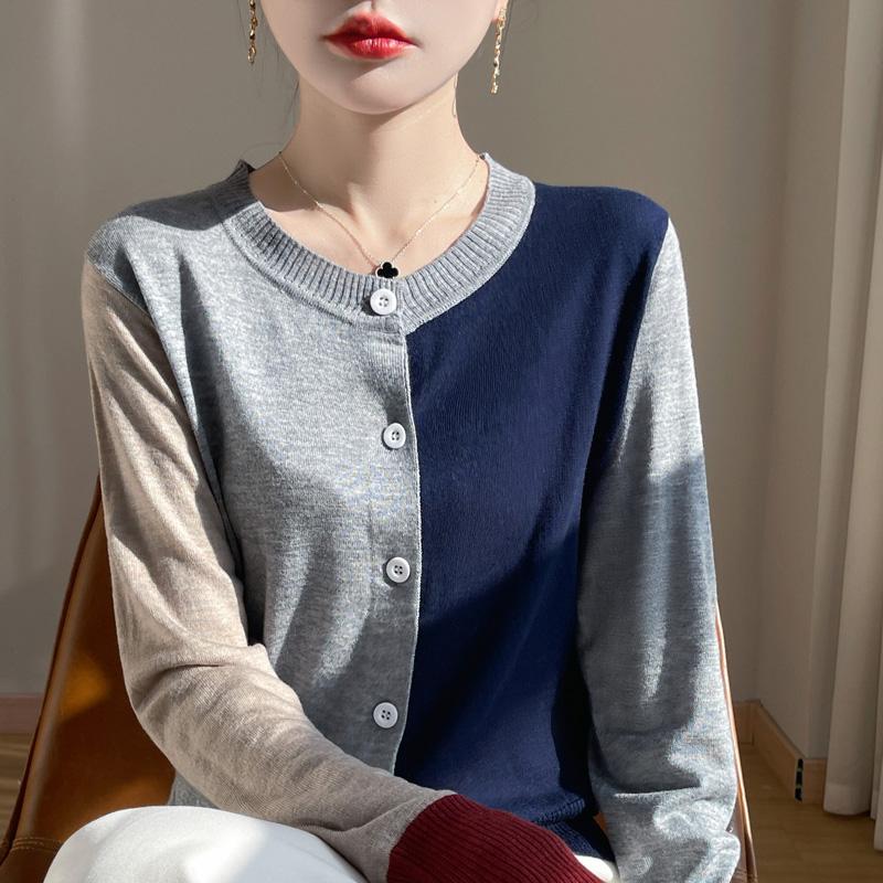 Women's Wool Pullover Qinghe Cashmere 50% Silk 50% Wool Spring and Summer Wool Soft, Comfortable and Warm