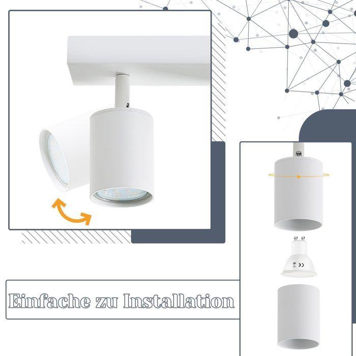 Ceiling Light - NETTLIFE - GU10 5x - White - Metal - 350° Adjustable