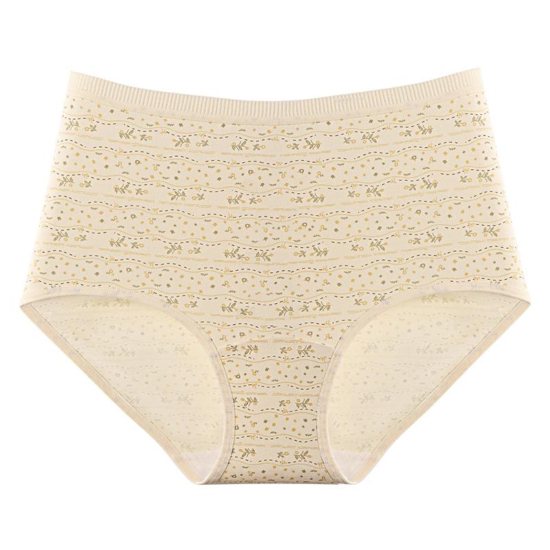 Damer Vår och Höst Vackert Mönster Ren Bomull Spårlös 5A Botten Hög Midja Trosor
