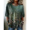Women's printed lace-up short-sleeved blouse, fashionable and versatile, comfortable and skin-friendly, machine washable.