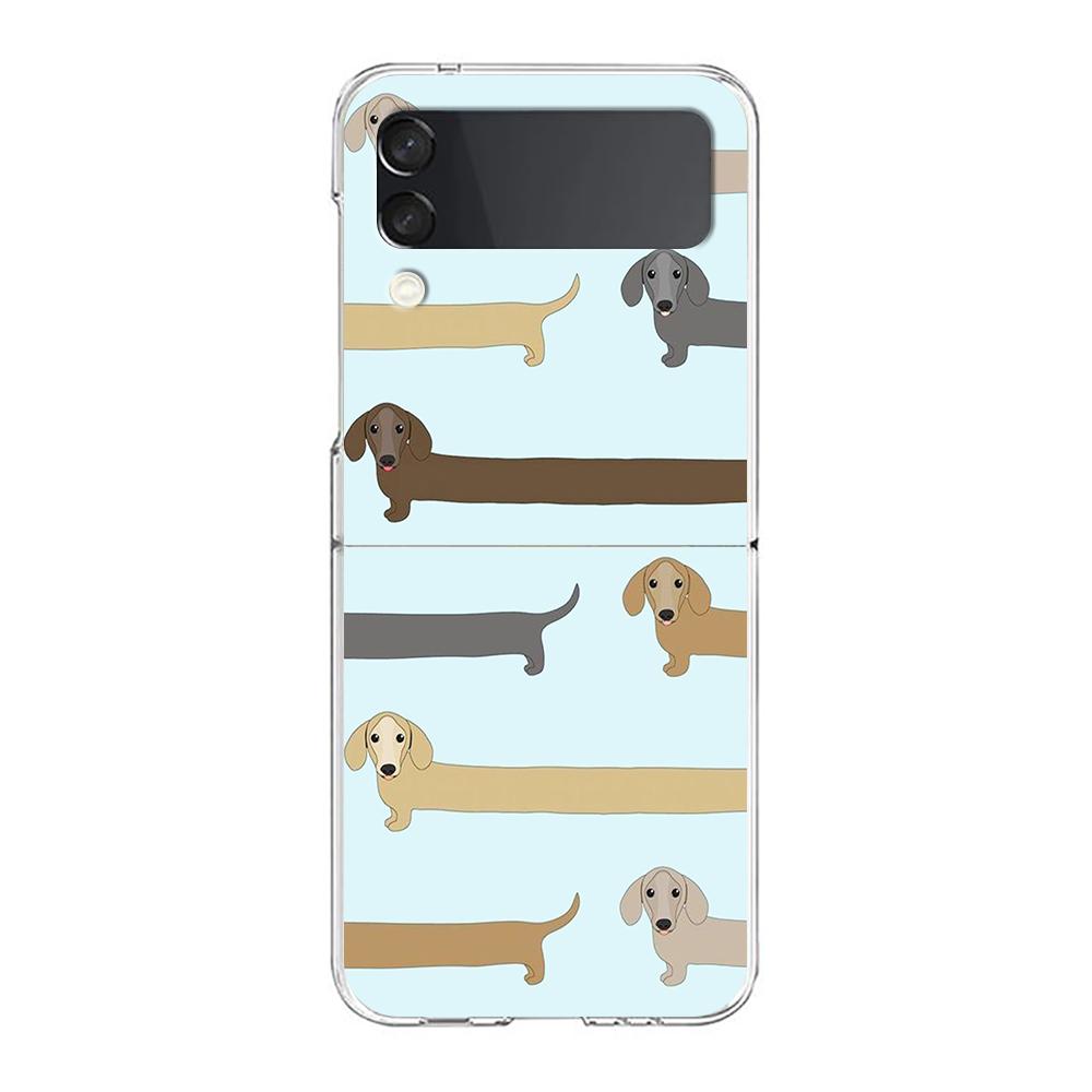 Dachshund Sausage Dog Phone Case For Samsung Galaxy Z Flip 3 4 5 6 Fold High Hard Shell For Galaxy Z Flip 3 5 6 Clear Cover