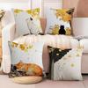 Autumn cats Cushion Cover Natural Linen Organic Fabric DoubleSided Printing Sofa Home Decor Breathable Bed Pillow