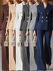 Autumn Hot Sale Temperamental Commute Slim Fit Color Block Long Sleeve Suit Pants Set Women's Clothing