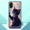 Lovely Kitten Anime Phone Case For Samsung Galaxy A07 4G Painted TPU Black Back Cover A 07 Soft Silicone Protective Fundas