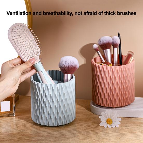 360 Rotation Makeup Brush Holder Organizer Large Capacity Brush Storage Bucket for Lipstick Eyebrow Pencil Eye Shadow