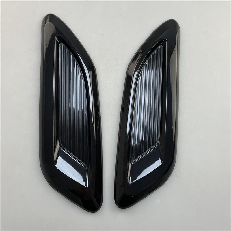 2Pcs Car Decorative Air Flow Vent Bonnet Front Hood Scoop Cover Trim Gloss Black