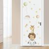 Cartoon Animals Door Sticker Kids Room Bedroom Door Decoration Cute Self-Adhesive Door Wall Art