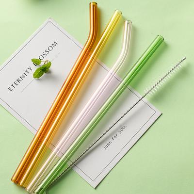 7PCS Reusable Transparent Glass Straws Eco Friendly Heat Resistant High Borosilicate Drinking for Juice Milk Coffee Bar Drinks