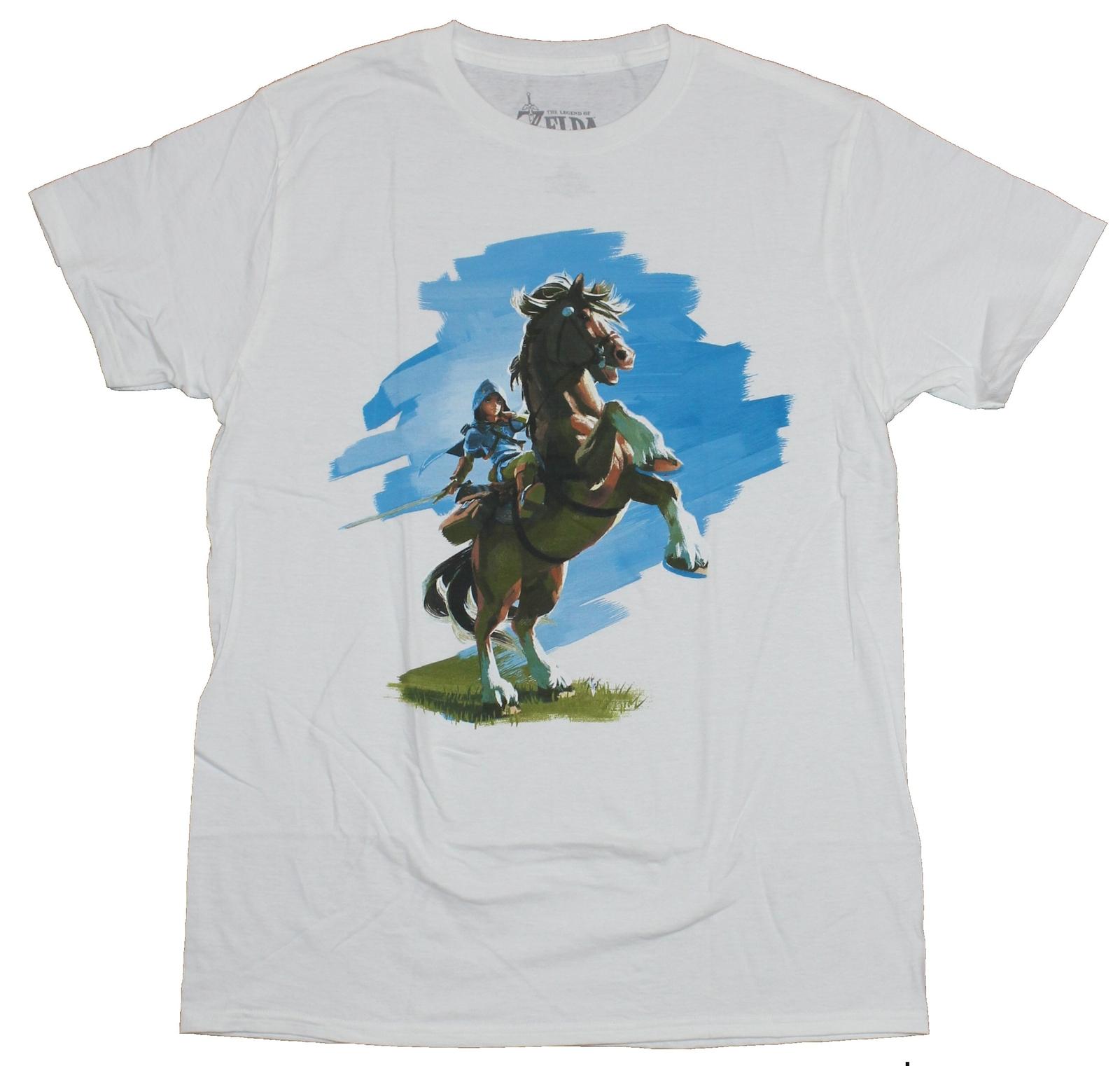 Legend of Zelda Mens T-shirt Breath of the Wild Mounted Link Image S