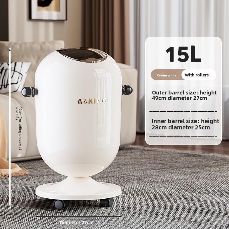 Large Capacity Kitchen Trash Can with Lid High Value Home Living Room Bathroom Wastepaper Basket Creative Light Luxury Trash Can