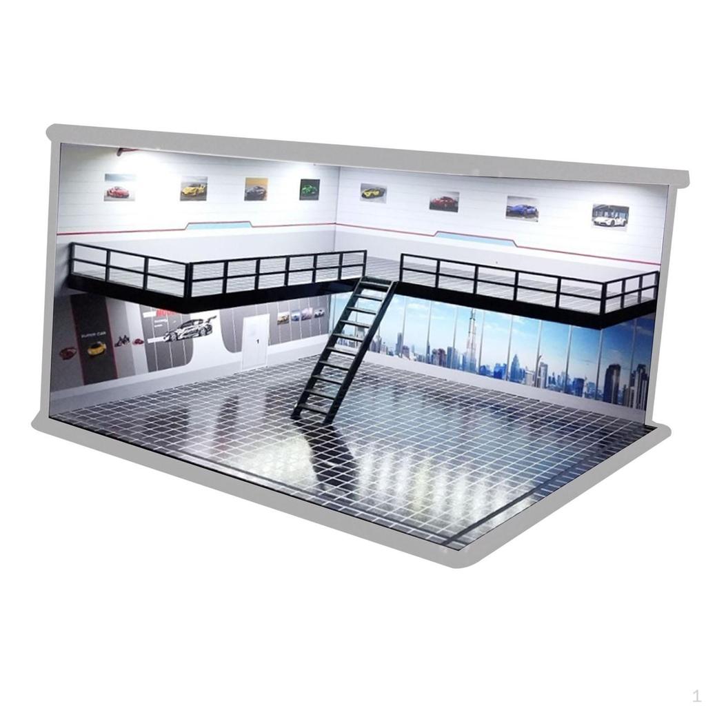 1/64 1/36 1/32 Car Diorama Scene with Lighted Storage for Diecast Collection